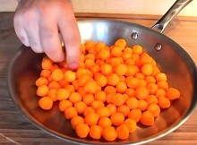 He Puts Cheese Balls Into The Frying Pan