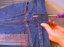 She Started Cutting Off The Old Jeans’ Waist