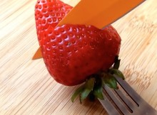 She Started Cutting The Strawberry