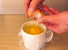 He-Was-Cracking-Some-Eggs-Over-The-Plastic-Wrap