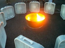 Fans Surround This Fire Pit