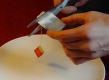 He Cut The Teabag Using Scissors