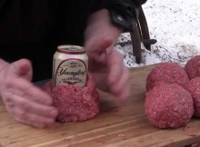 Beef Is wrapped Around A Beer Can