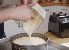 PouringEggnogCheesecakeBatter