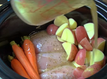 PouringLiquidOverChickeninSlowCooker